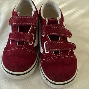 Burgundy Suede Vans Velcro Sneakers